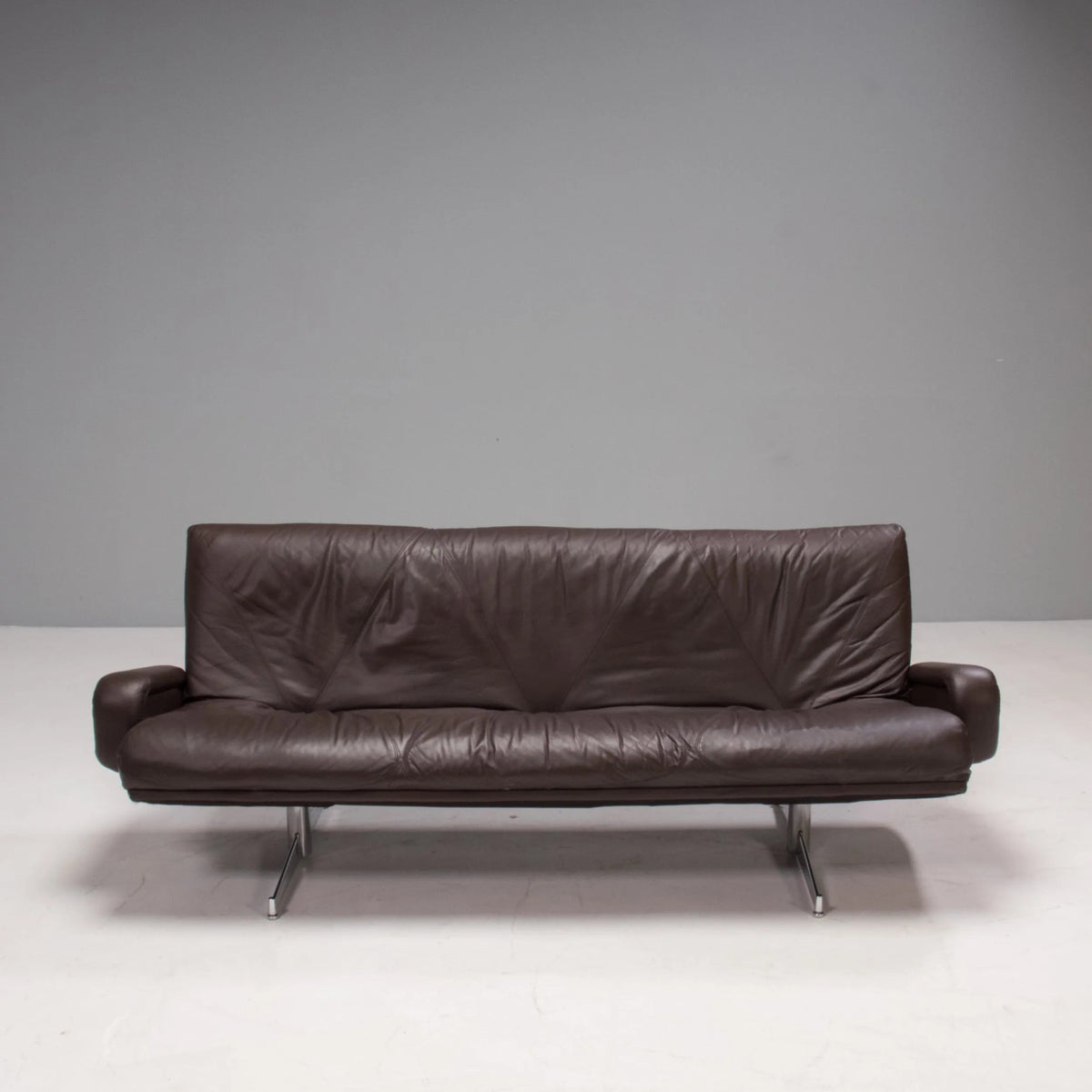 Howard Keith Vintage Brown Leather Sofa & Footstool - REHAUS - Howard Keith