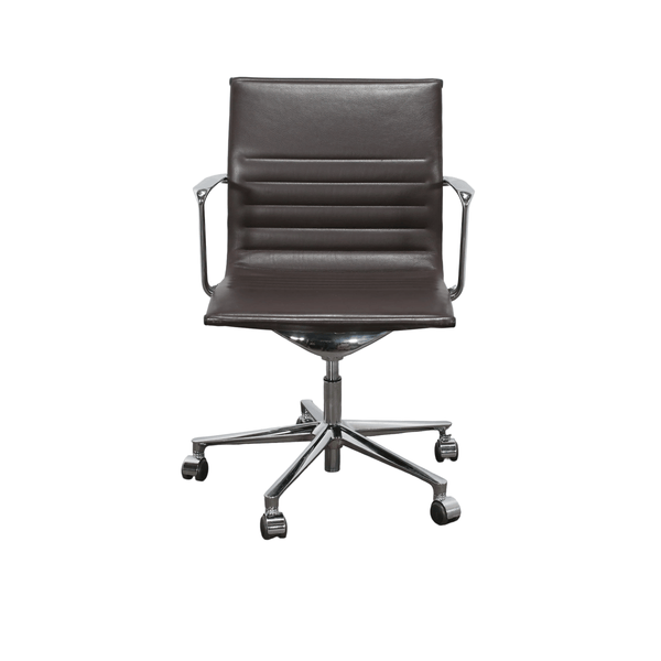 ICF Brown Leather and Aluminium Una Office Chair