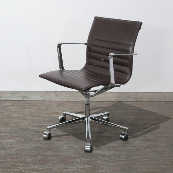 ICF Brown Leather and Aluminium Una Office Chair @ REHAUS