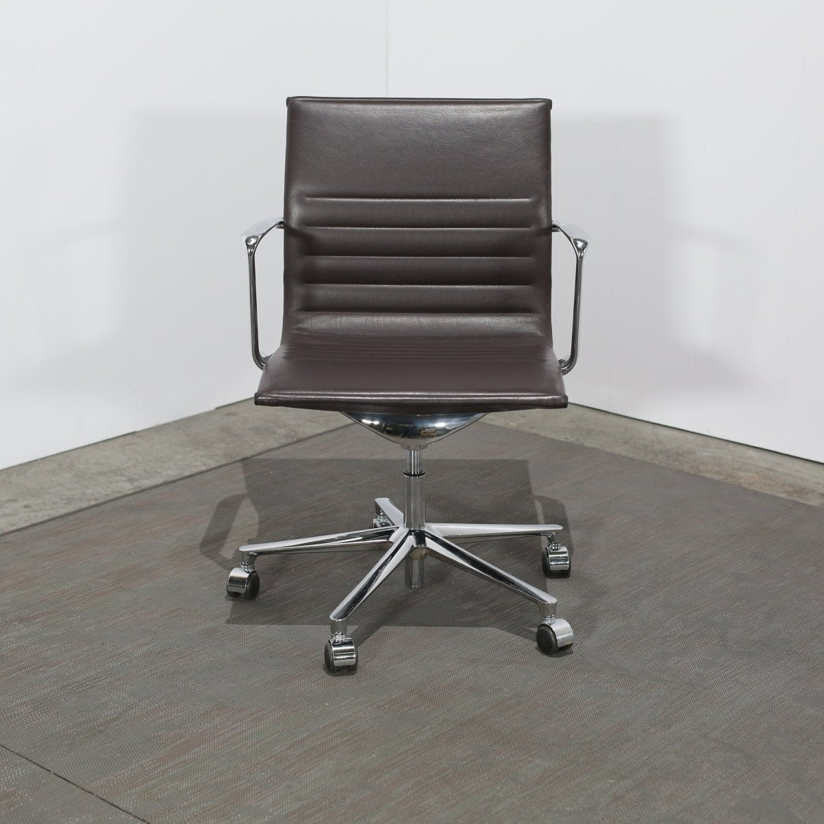 ICF Brown Leather and Aluminium Una Office Chair @ REHAUS