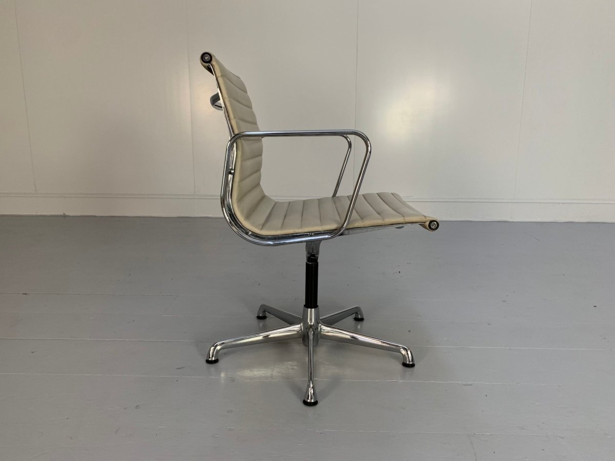 ICF Vitra Eames EA 108 Aluminium Chair - In Pale - Cream Leather @ REHAUS
