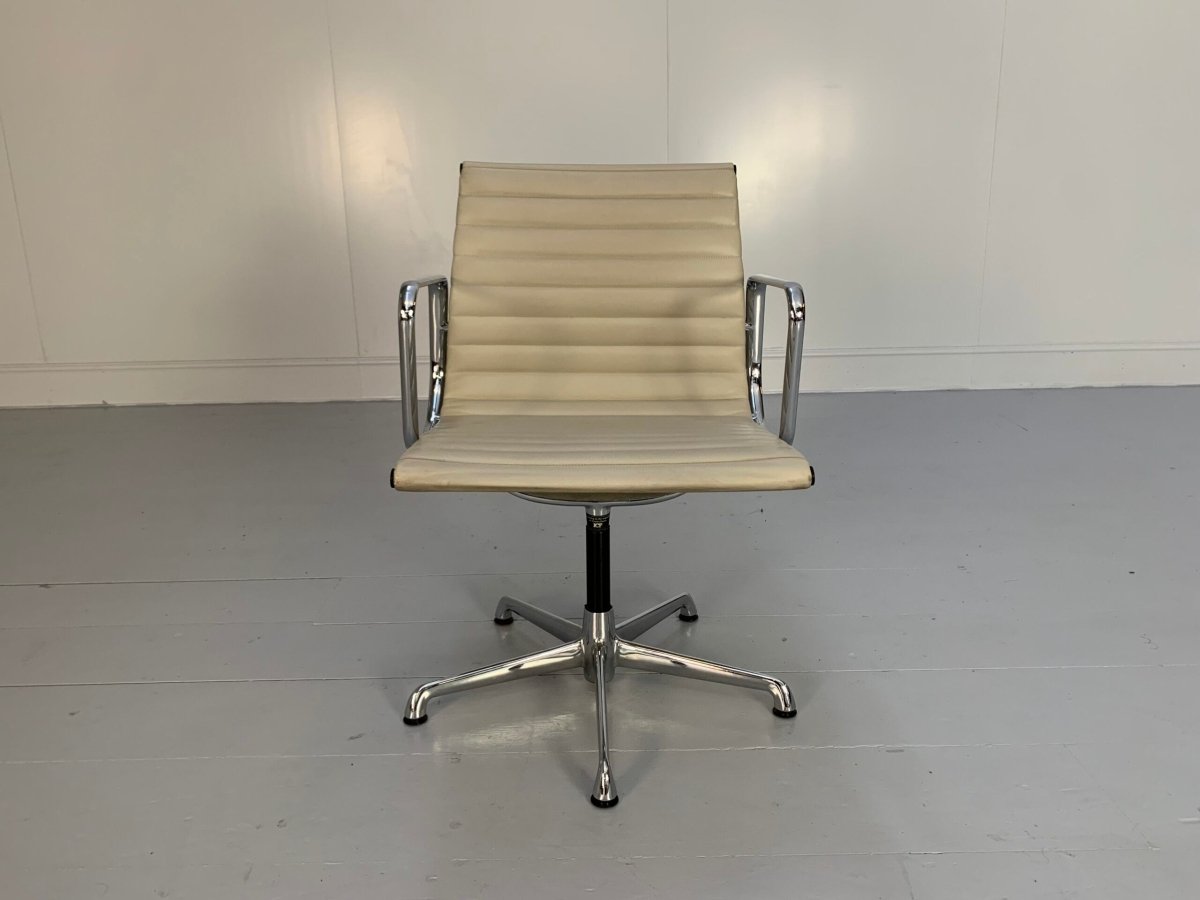 ICF Vitra Eames EA 108 Aluminium Chair - In Pale - Cream Leather @ REHAUS
