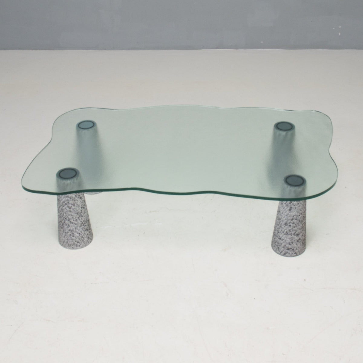 Italian Casigliani Grey Marble & Textured Glass Coffee Table, 1980s - REHAUS - Casigliani