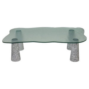 Italian Casigliani Grey Marble & Textured Glass Coffee Table, 1980s