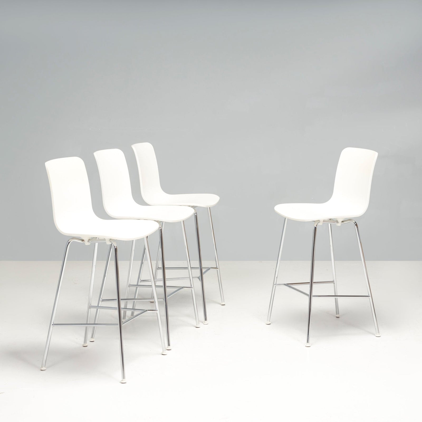 Jasper Morrison for Vitra White HAL RE Medium Bar Stools, 2013, Set of 4 - REHAUS - Jasper Morrison