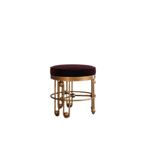 Julian Chichester Stool  Gold and Aubergine Fabric Stool