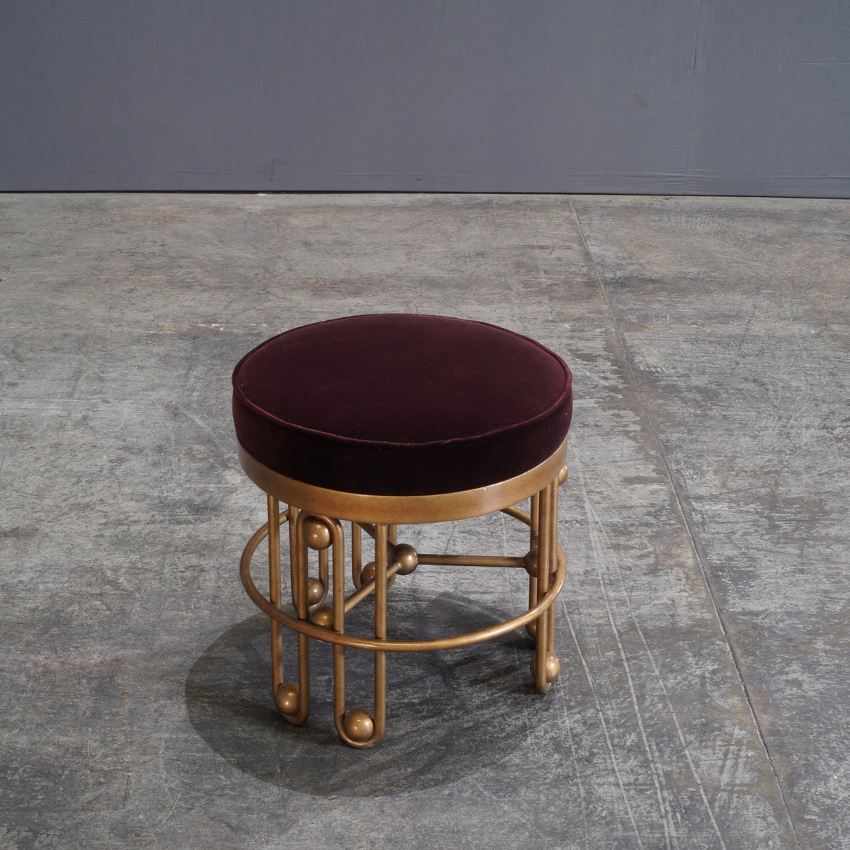 Julian Chichester Stool Gold and Aubergine Fabric Stool - REHAUS - Julian Chichester