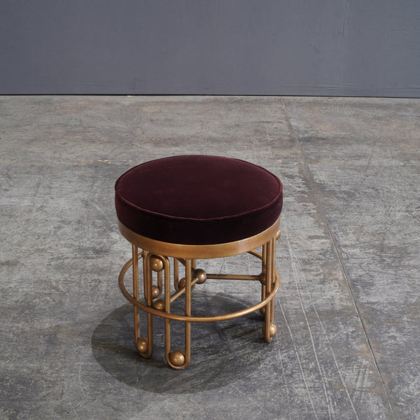 Julian Chichester Stool Gold and Aubergine Fabric Stool - REHAUS - Julian Chichester