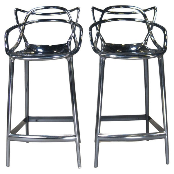 Kartell Masters Bar Stools in Titanium, Set of Two - REHAUS - Kartell