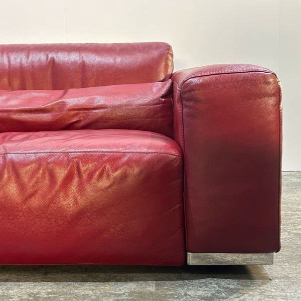 Kesterport Red Leather Living Room Set - Three Seater, Two Seater and Armchair @ REHAUS