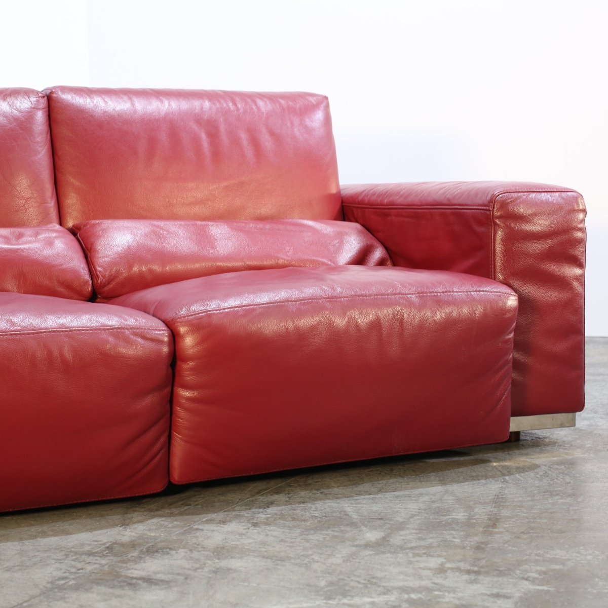 Kesterport Red Leather Living Room Set - Two Seater and Armchair @ REHAUS