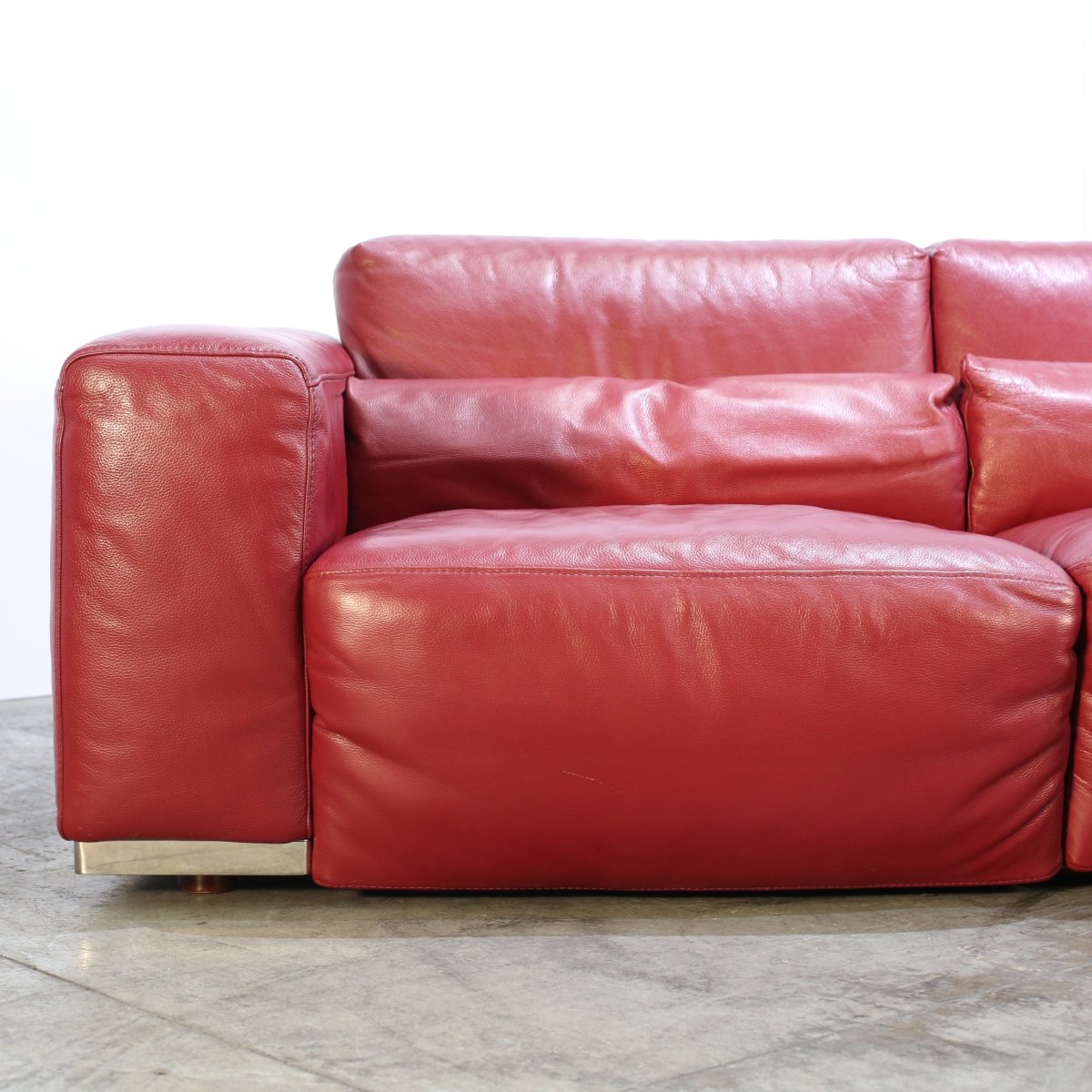 Kesterport Red Leather Living Room Set - Two Seater and Armchair @ REHAUS
