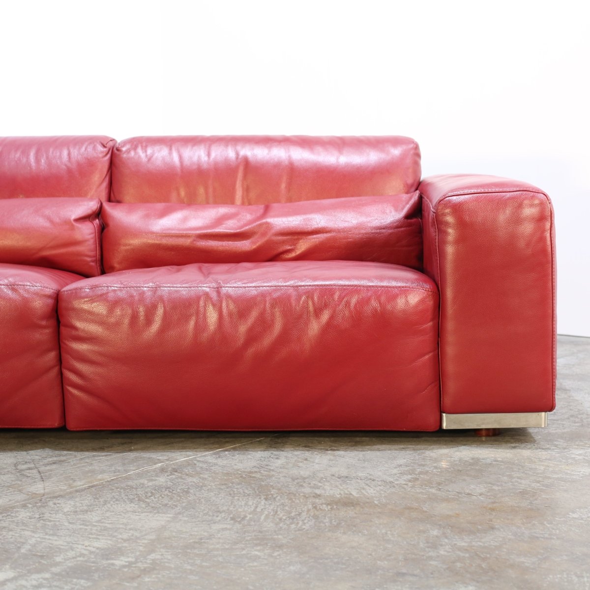 Kesterport Red Leather Living Room Set - Two Seater and Armchair @ REHAUS