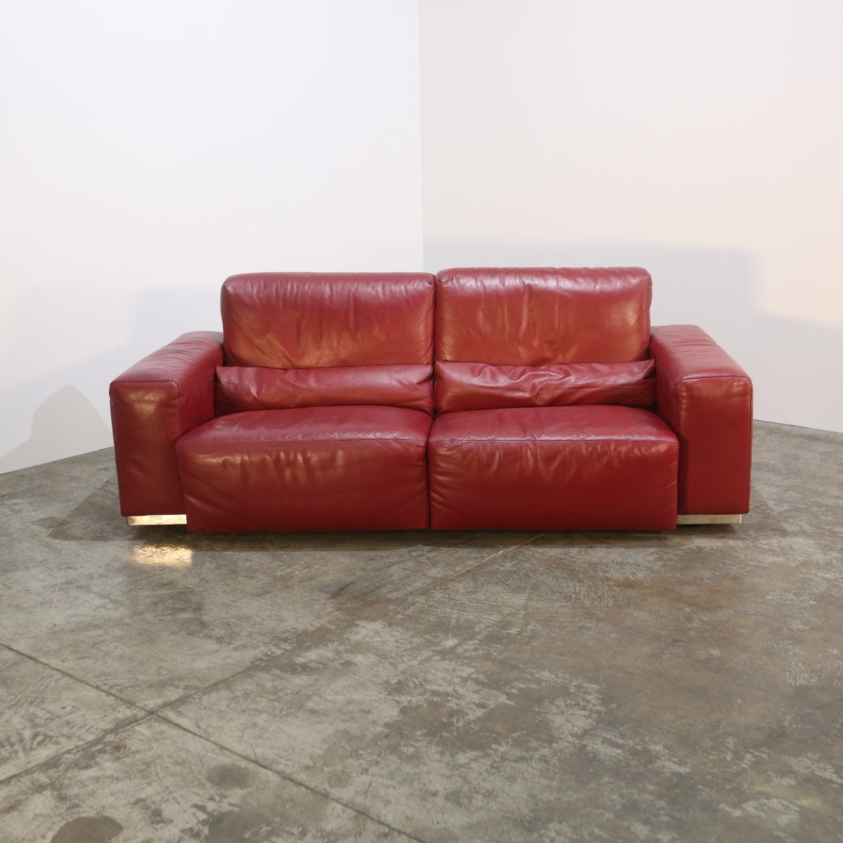 Kesterport Red Leather Living Room Set - Two Seater and Armchair @ REHAUS