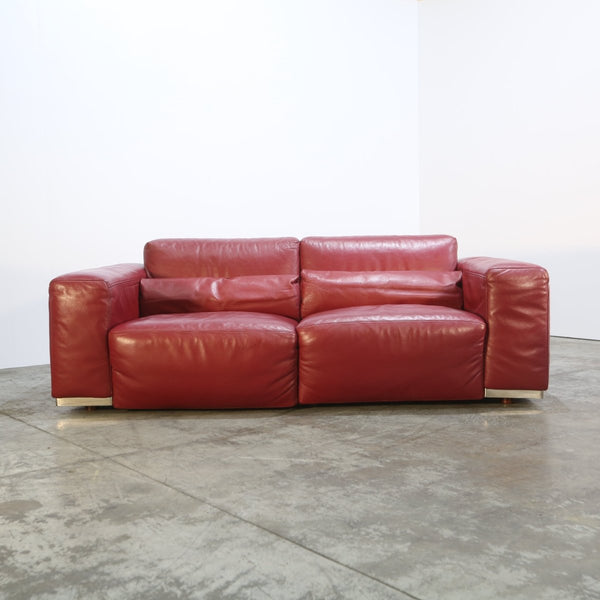 Kesterport Red Leather Living Room Set - Two Seater and Armchair @ REHAUS
