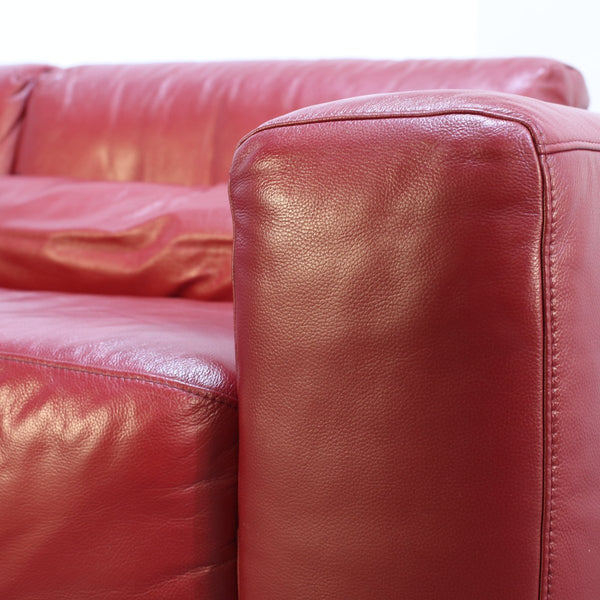 Kesterport Red Leather Living Room Set - Two Seater and Armchair @ REHAUS