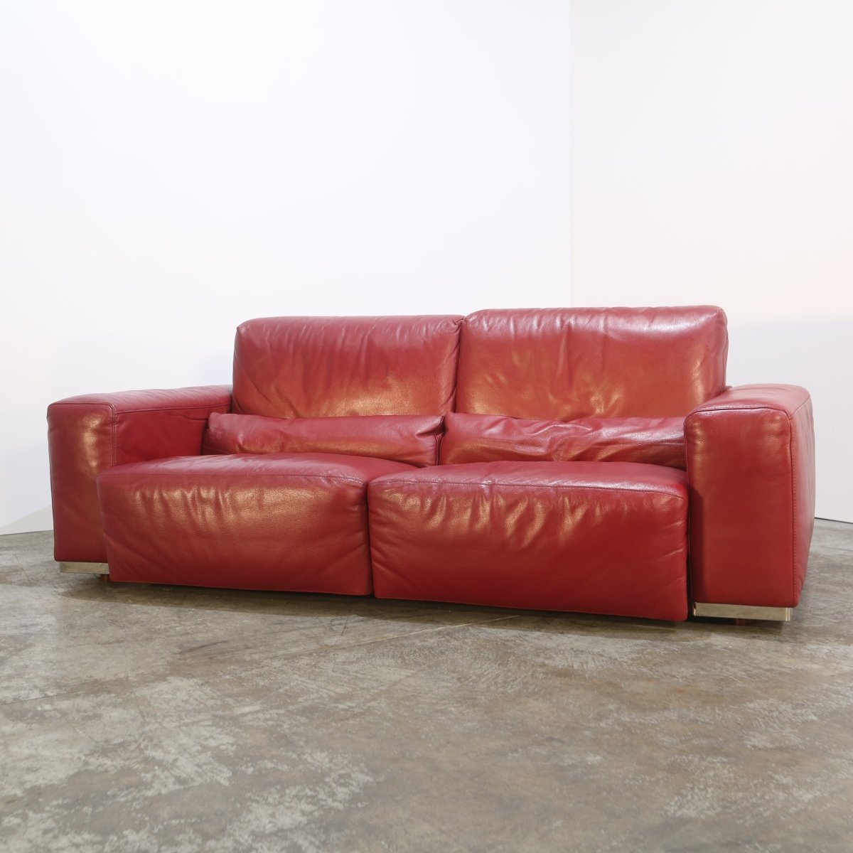 Kesterport Red Leather Living Room Set - Two Seater and Armchair @ REHAUS