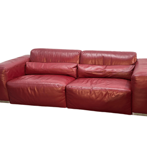 Kesterport Red Leather Three Seater Sofa @ REHAUS