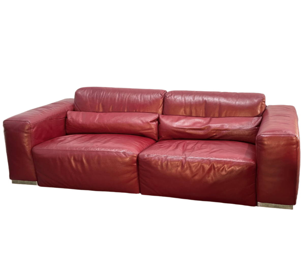 Kesterport Red Leather Three Seater Sofa @ REHAUS