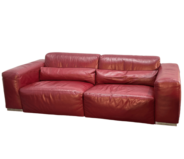 Kesterport Red Leather Three Seater Sofa @ REHAUS