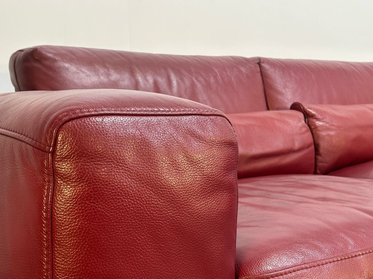 Kesterport Red Leather Three Seater Sofa @ REHAUS