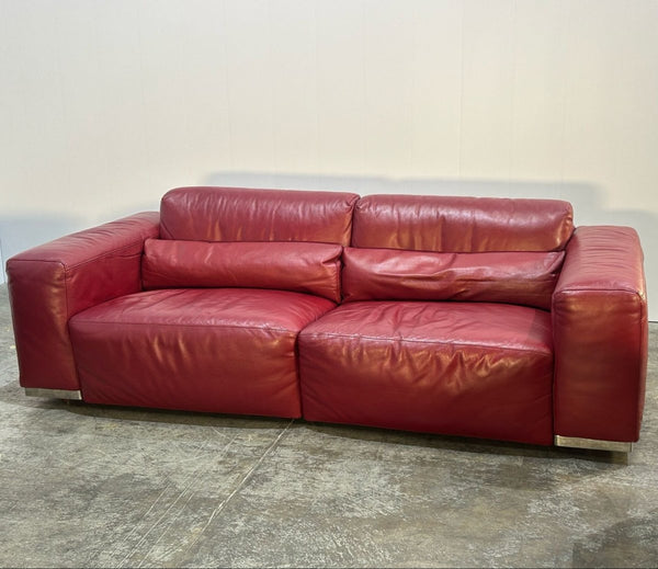 Kesterport Red Leather Three Seater Sofa @ REHAUS