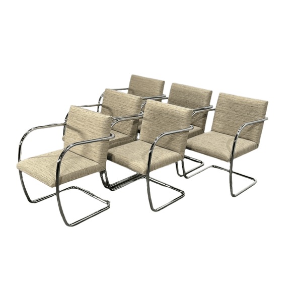 Knoll Brno Cream Tubular Chair by Ludwig Mies van der Rohe, Set of Six