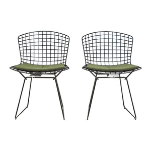 Knoll by Harry Bertoia Black & Green Bertoia Side Dining Chairs, Set of 2 - REHAUS - Harry Bertoia
