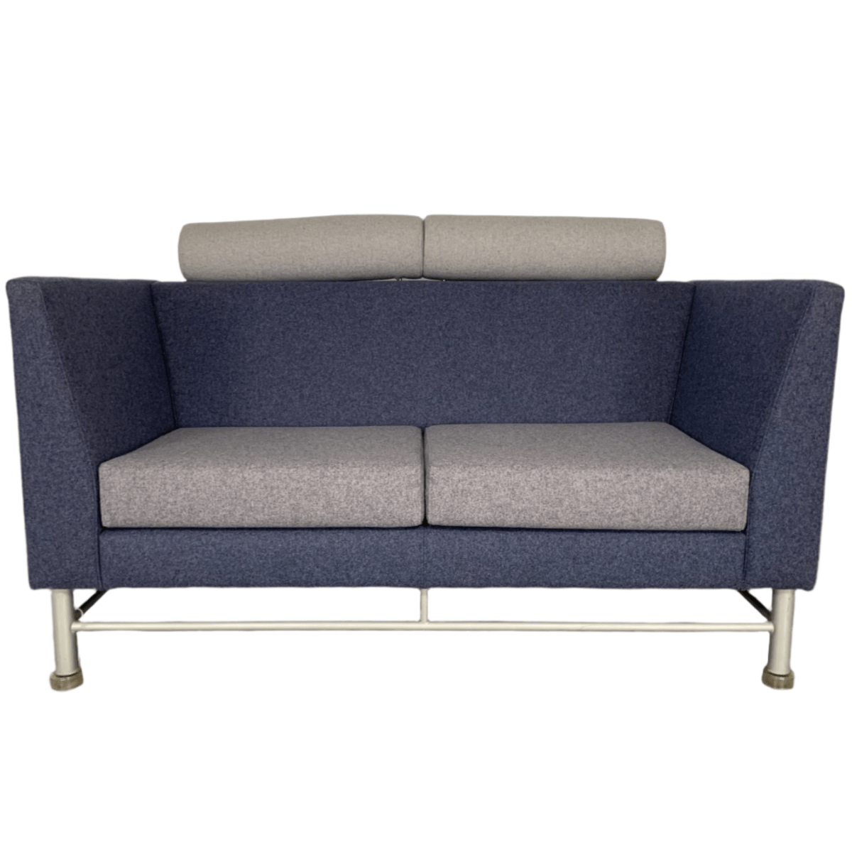 Knoll East Side Sofa by Ettore Sottsass in Blue and Grey Wool @ REHAUS