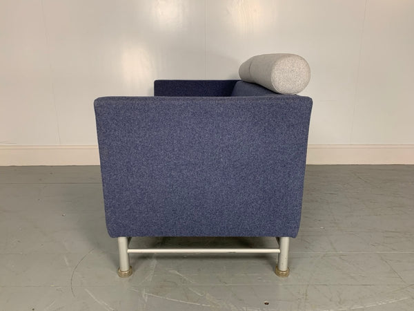 Knoll East Side Sofa by Ettore Sottsass in Blue and Grey Wool @ REHAUS