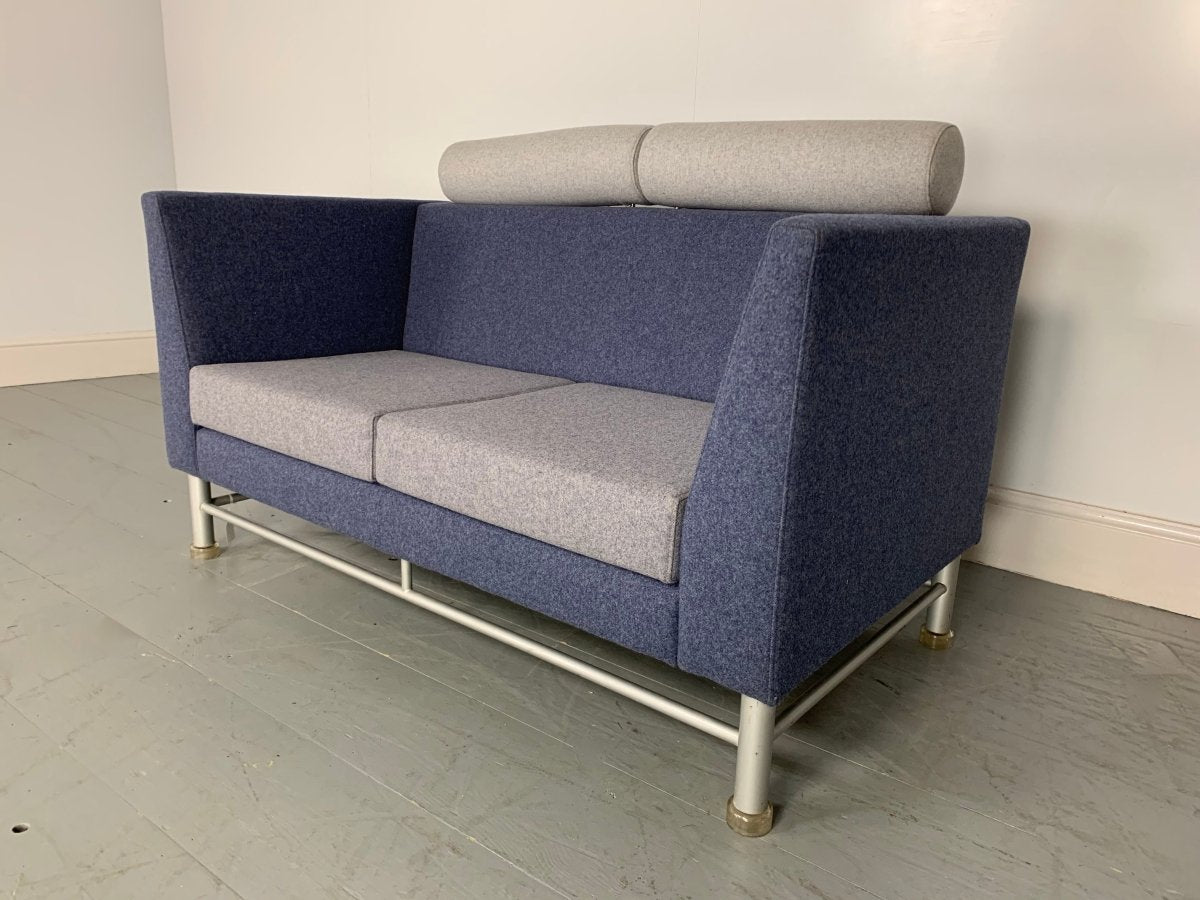 Knoll East Side Sofa by Ettore Sottsass in Blue and Grey Wool @ REHAUS