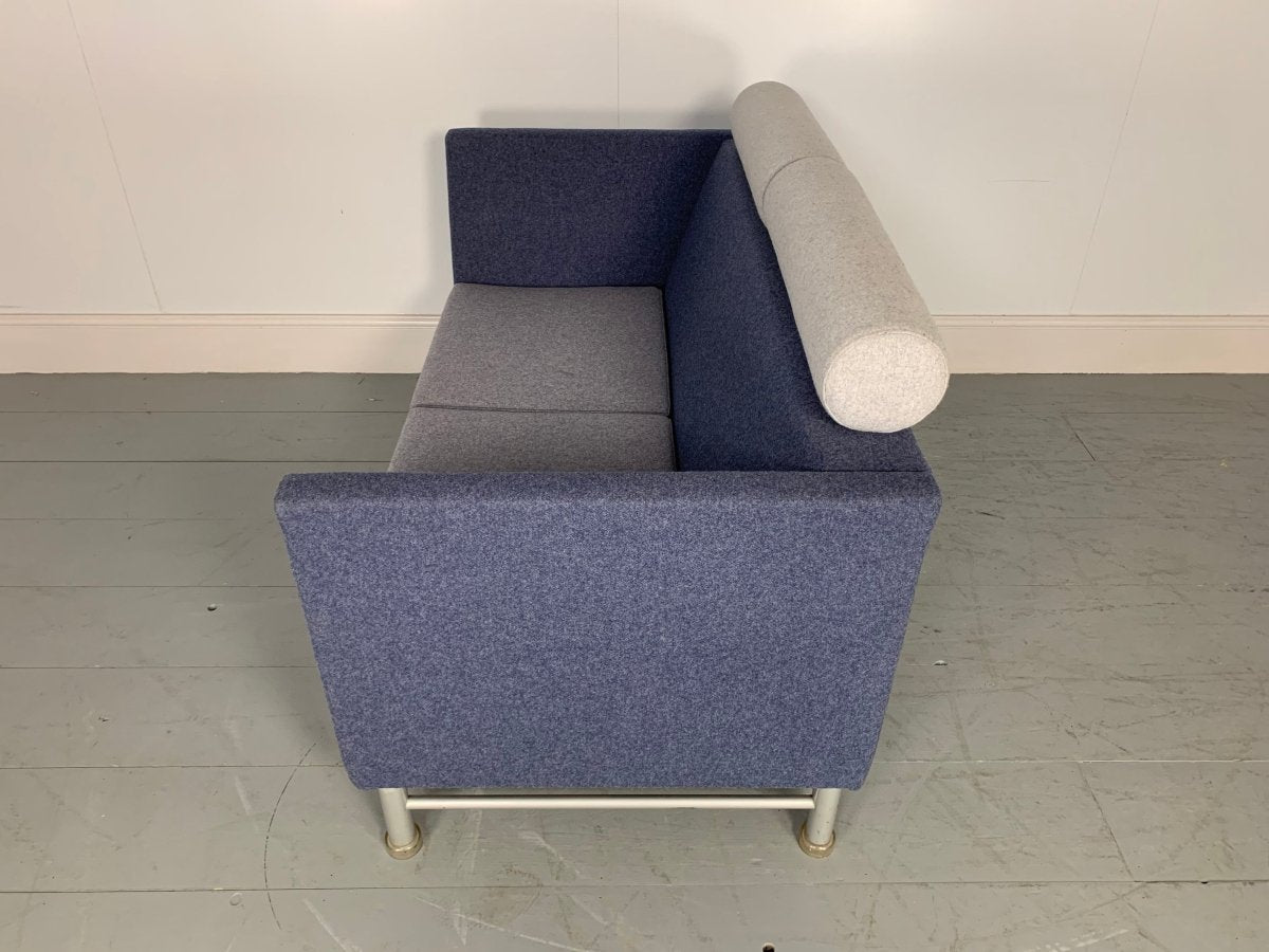 Knoll East Side Sofa by Ettore Sottsass in Blue and Grey Wool @ REHAUS