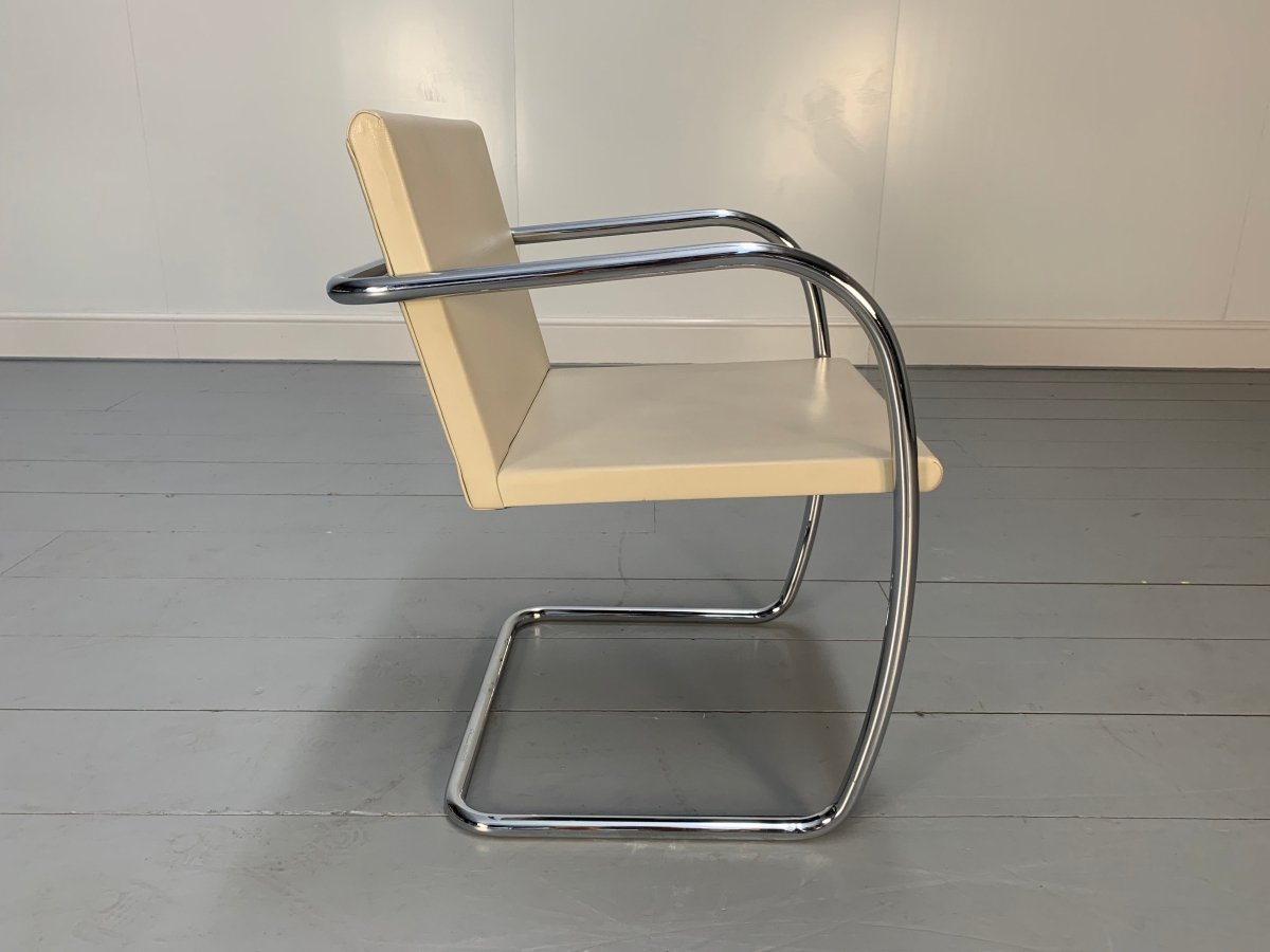 Knoll Studio Brno Armchair Suite in Chrome & Pale Ivory Leather, Set of six @ REHAUS