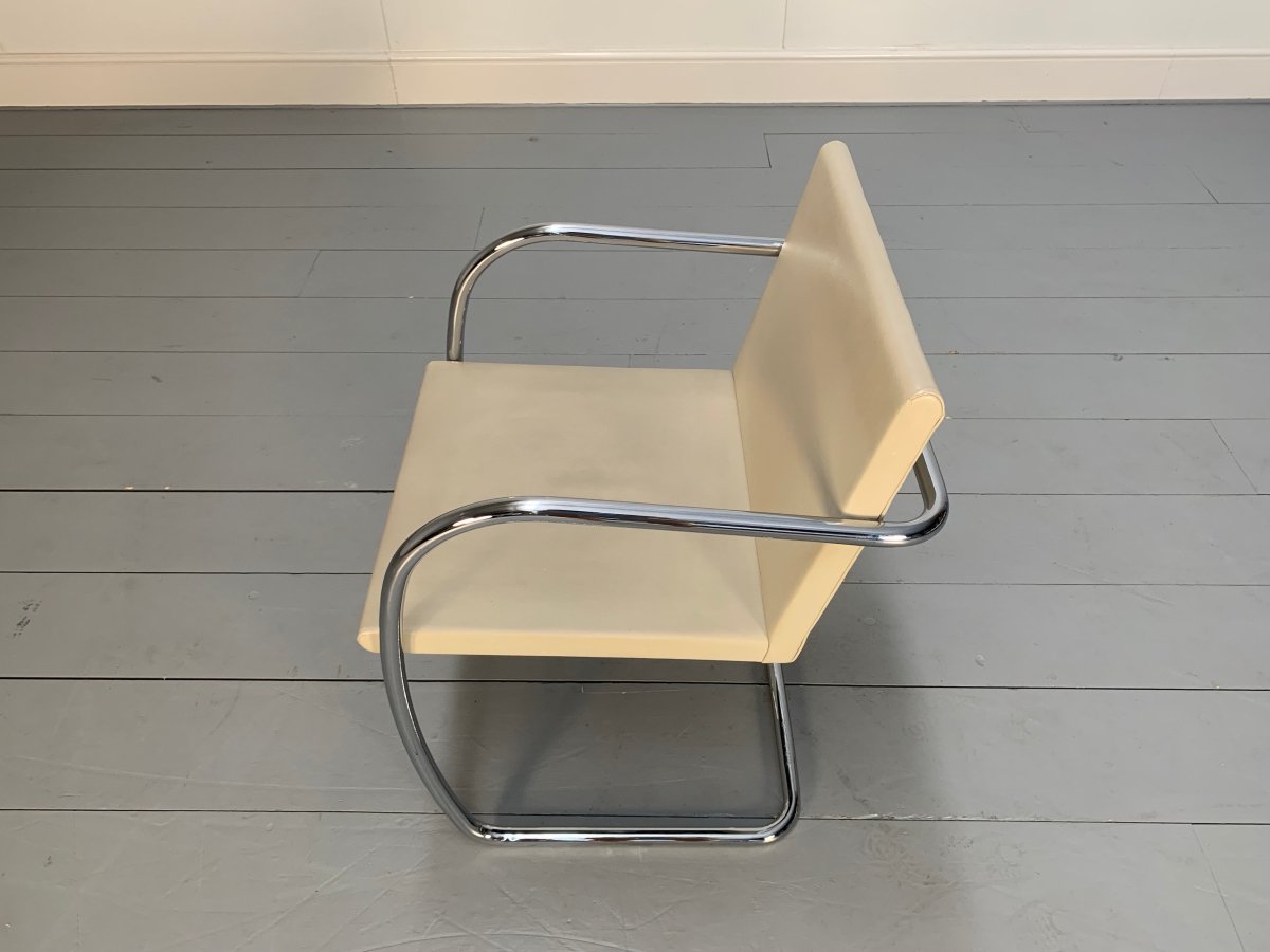 Knoll Studio Brno Armchair Suite in Chrome & Pale Ivory Leather, Set of six @ REHAUS