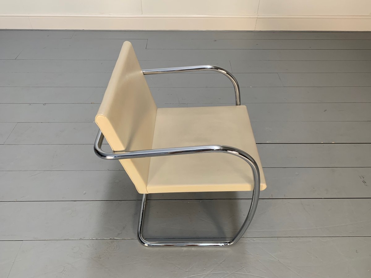 Knoll Studio Brno Armchair Suite in Chrome & Pale Ivory Leather, Set of six @ REHAUS