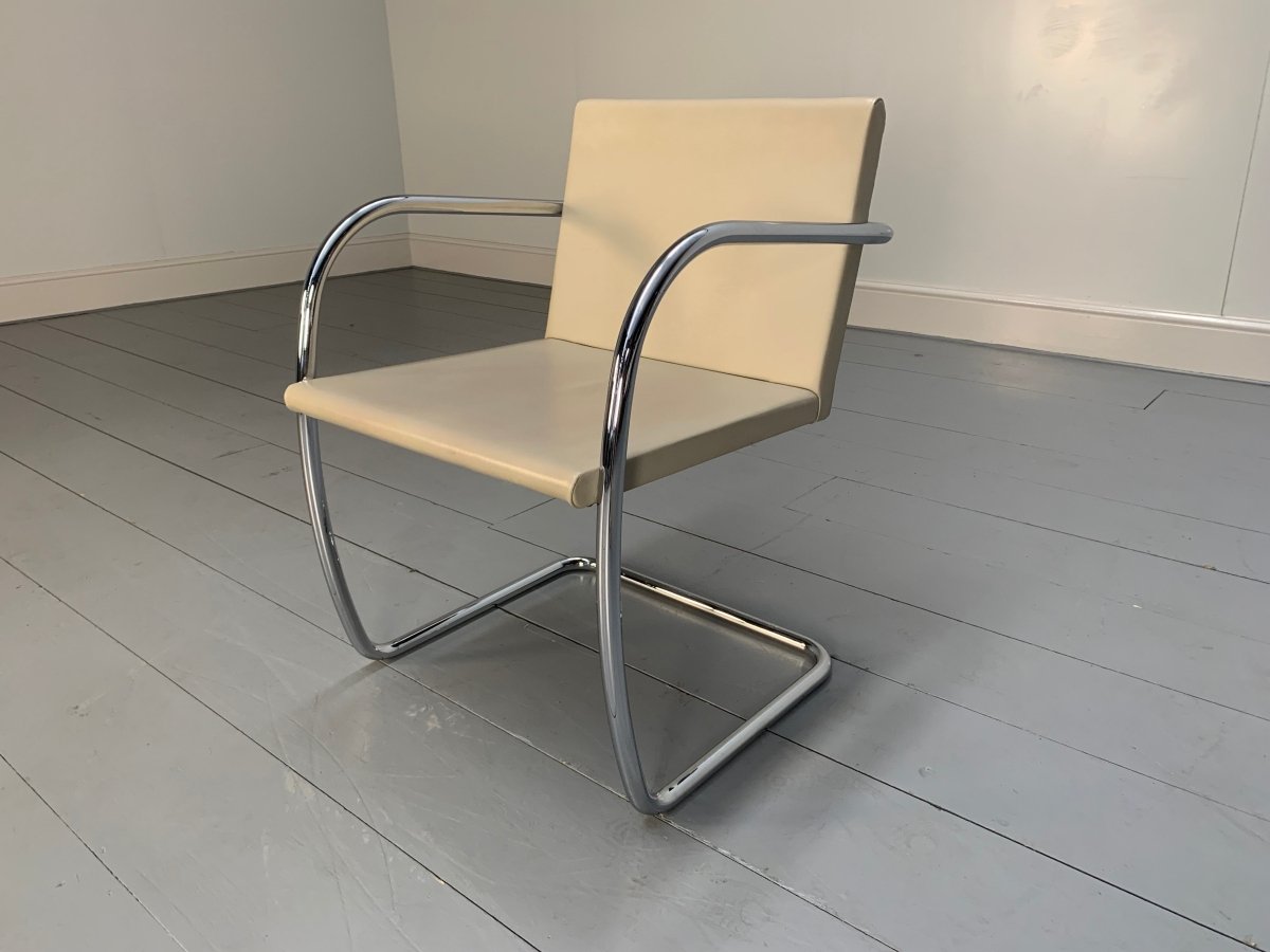 Knoll Studio Brno Armchair Suite in Chrome & Pale Ivory Leather, Set of six @ REHAUS