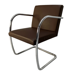 Knoll Studio Brno Tubular Lounge Chair Armchair - in Mid Brown Leather @ REHAUS