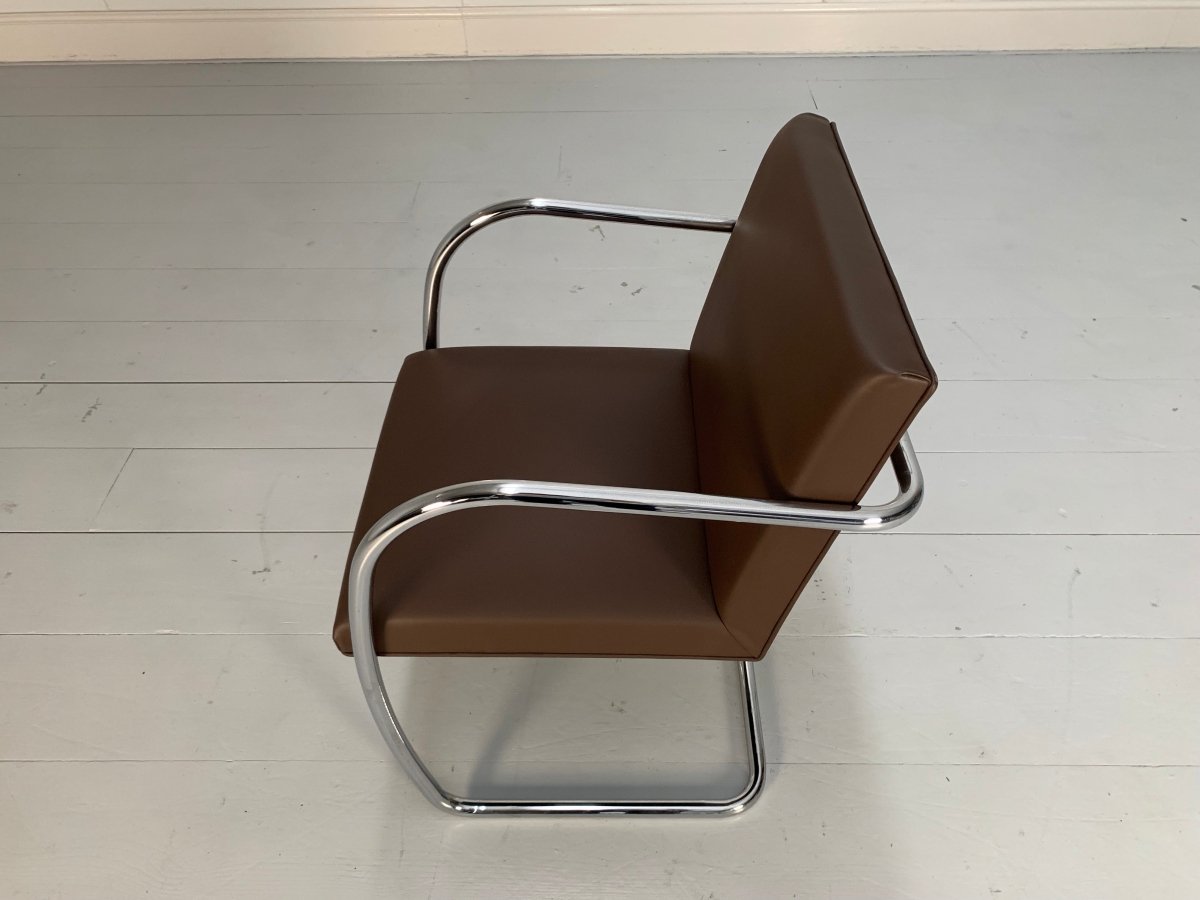 Knoll Studio Brno Tubular Lounge Chair Armchair - in Mid Brown Leather @ REHAUS