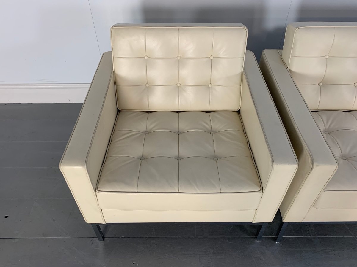 Knoll Studio Florence Knoll Relax Sofa & 2 Armchair Suite in Volo Parchment Leather @ REHAUS