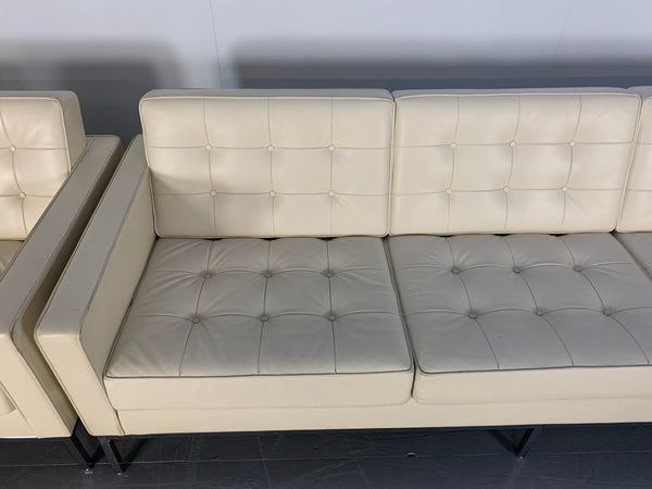 Knoll Studio Florence Knoll Relax Sofa & 2 Armchair Suite in Volo Parchment Leather @ REHAUS