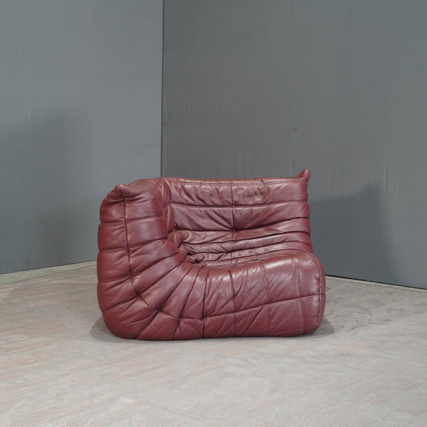 Ligne Roset Burgundy Leather Togo Corner Sofa by Michel Ducaroy @ REHAUS