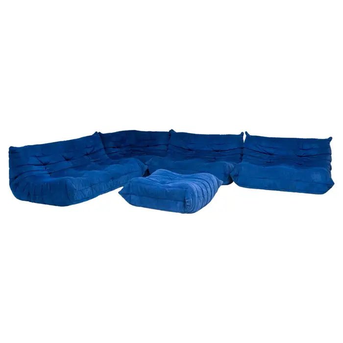 Ligne Roset by Michel Ducaroy Blue Alcantara Fabric Togo Sofas, Set of Five @ REHAUS