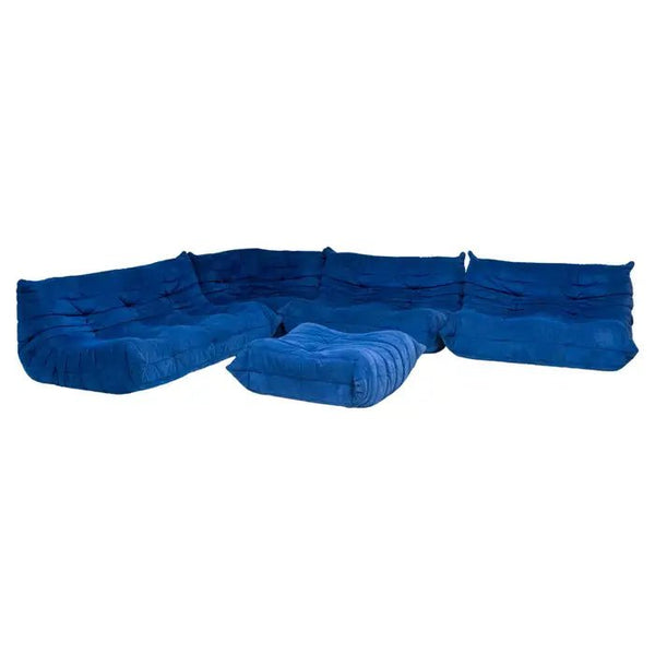 Ligne Roset by Michel Ducaroy Blue Alcantara Fabric Togo Sofas, Set of Five @ REHAUS
