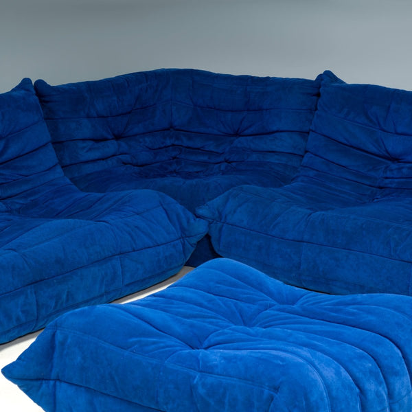 Ligne Roset by Michel Ducaroy Blue Alcantara Fabric Togo Sofas, Set of Five @ REHAUS