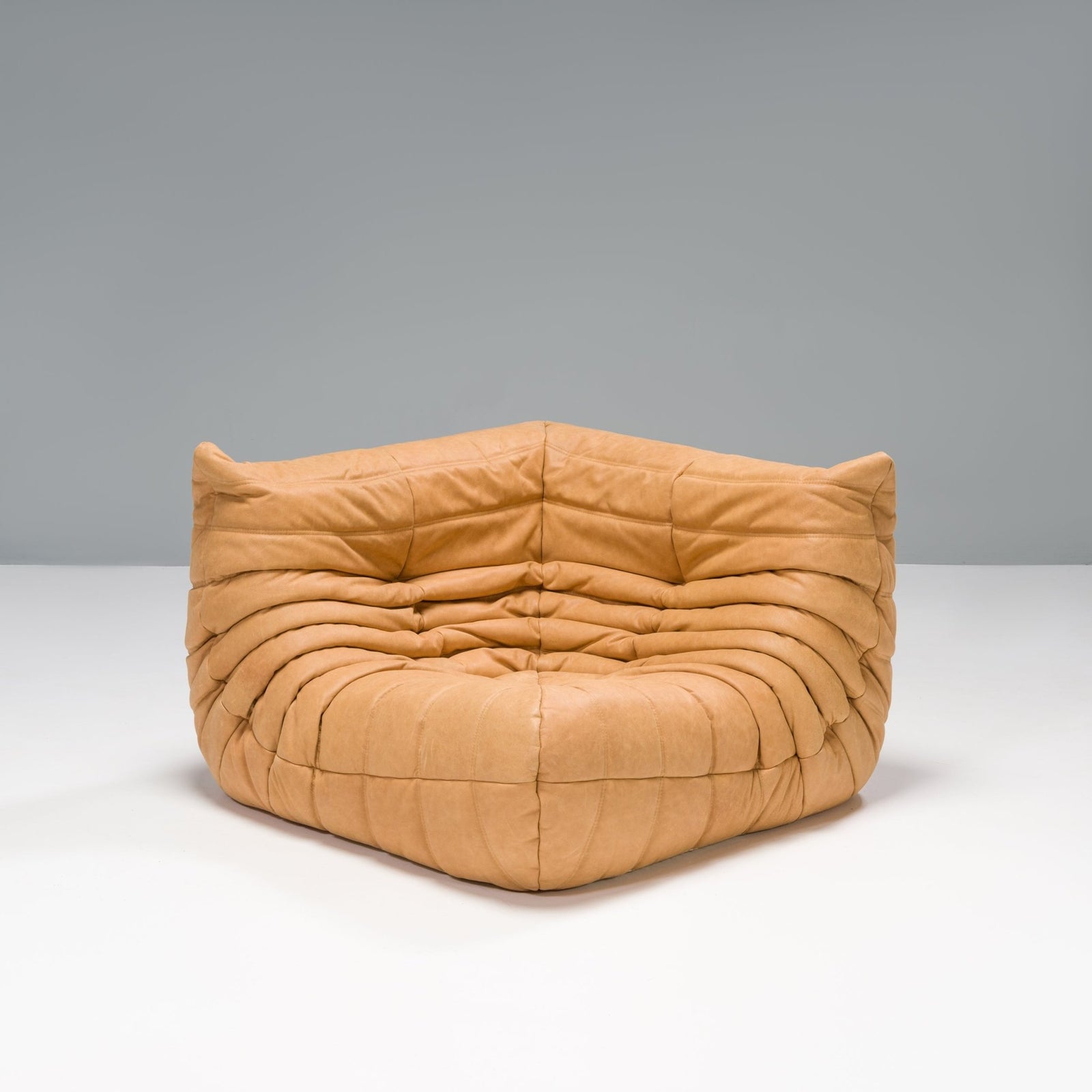 Ligne Roset by Michel Ducaroy Camel Brown Leather Togo, Set of Three - REHAUS - Michel Ducaroy