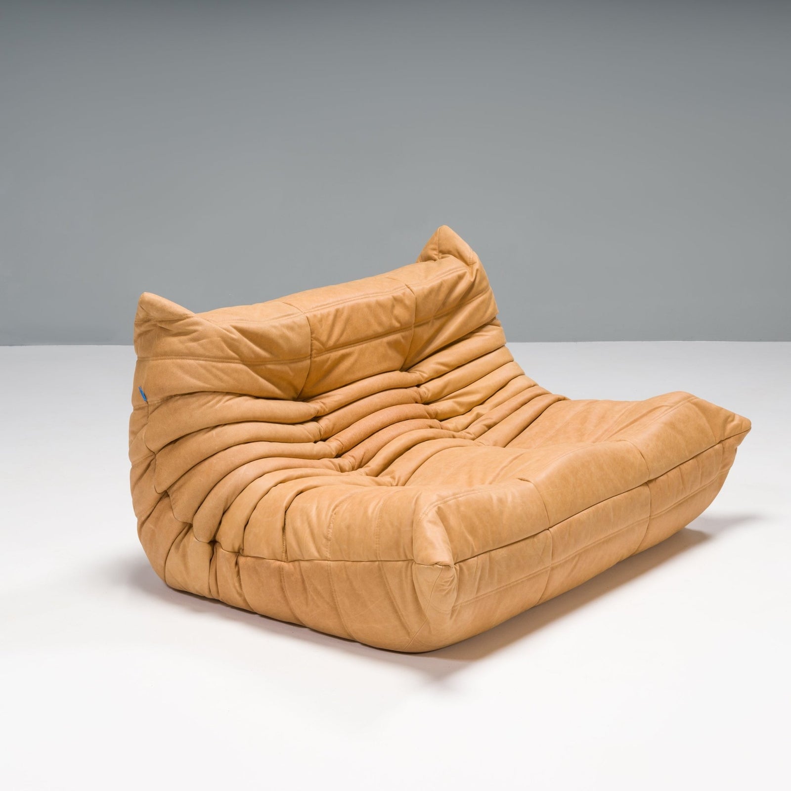 Ligne Roset by Michel Ducaroy Camel Brown Leather Togo, Set of Three - REHAUS - Michel Ducaroy