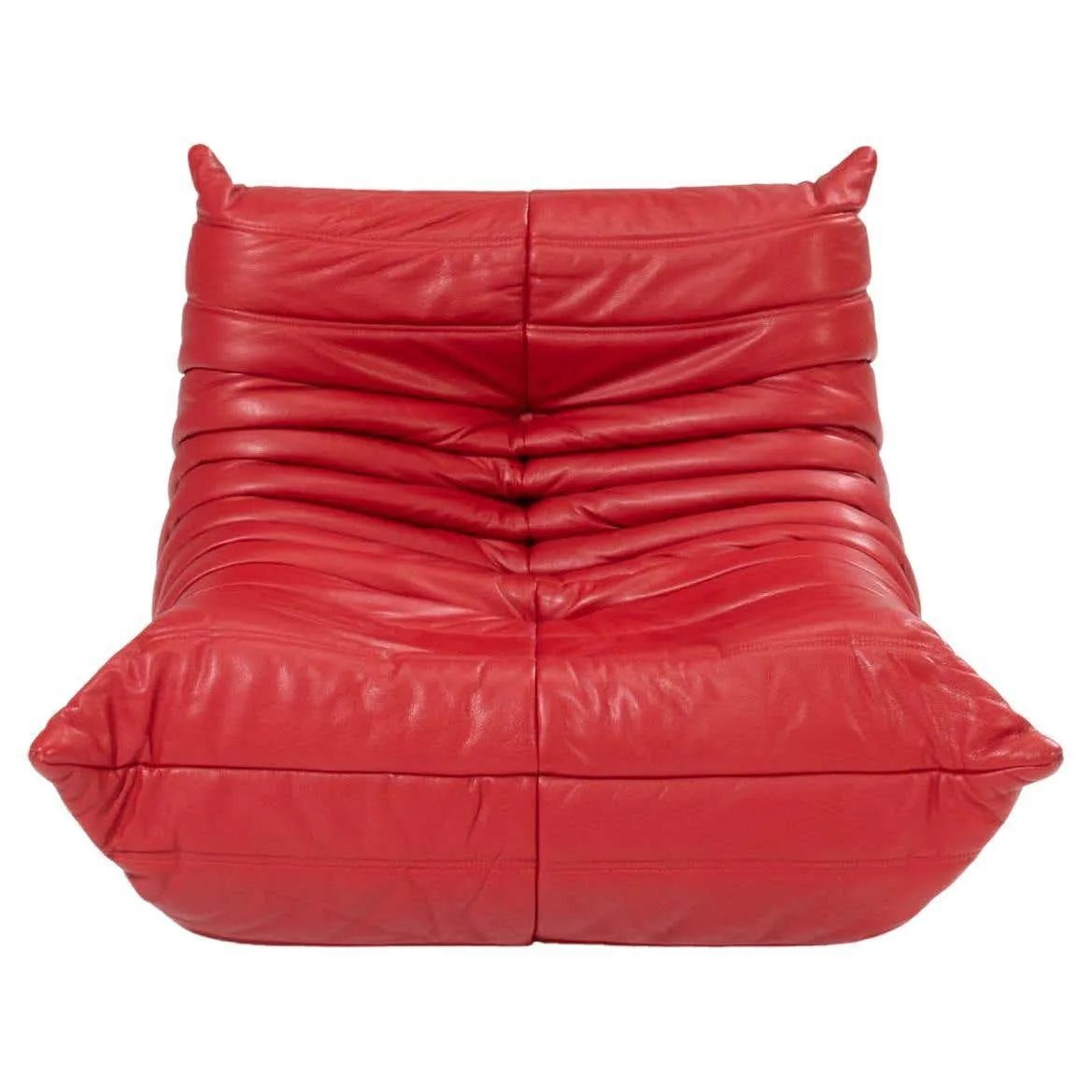 Ligne Roset by Michel Ducaroy Red Leather Togo, 1970s - REHAUS - Michel Ducaroy