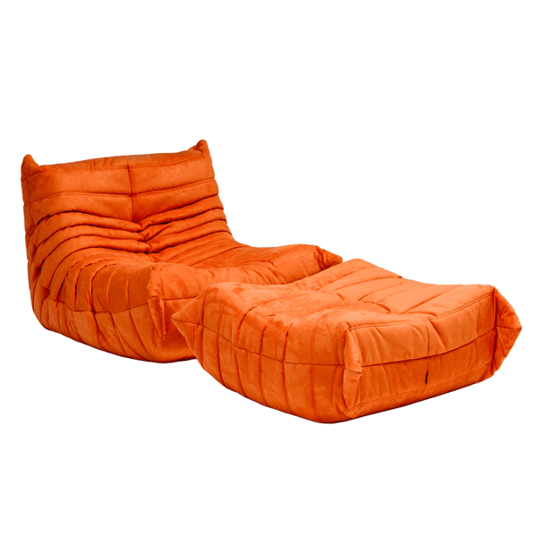 Ligne Roset by Michel Ducaroy Togo Orange Armchair and Footstool, Set of Two @ REHAUS