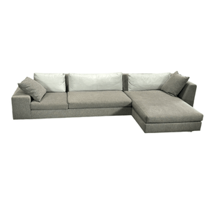 Ligne Roset Corner Grey Sofa with Leather Cushions @ REHAUS