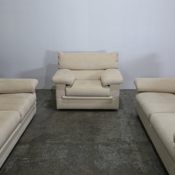 Ligne Roset Cream Suede Three Seater Pallas Sofa by Claude Brisson @ REHAUS